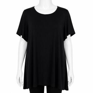 Philosophy XL Black Short Sleeve Tunic Top Flowy Relaxed Fit Women's